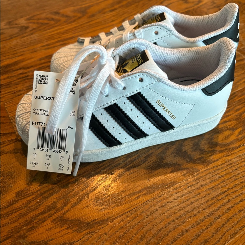 11.5 Little Boys Superstar Adidas- new with tags